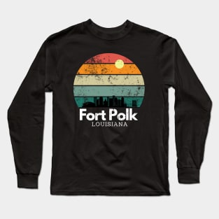 Fort Polk, Louisiana  // Vintage Sunset Skyline Long Sleeve T-Shirt